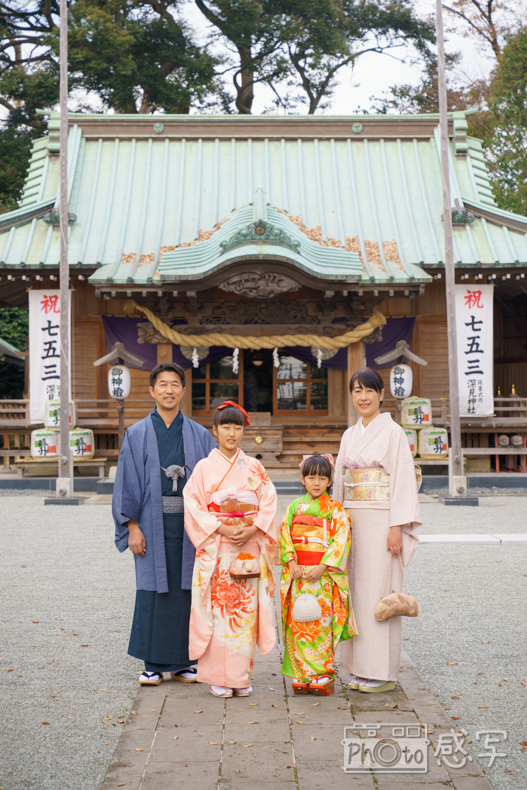 七五三　７歳　女の子　出張撮影　家族写真　大和市　深見神社