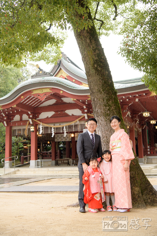 七五三　女の子　３歳　家族写真　久伊豆神社　埼玉県　越谷市　　出張撮影