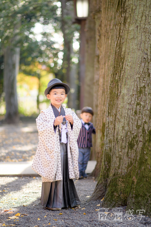 七五三　男の子　5歳　井草八幡宮　東京都　杉並区　出張撮影　家族写真