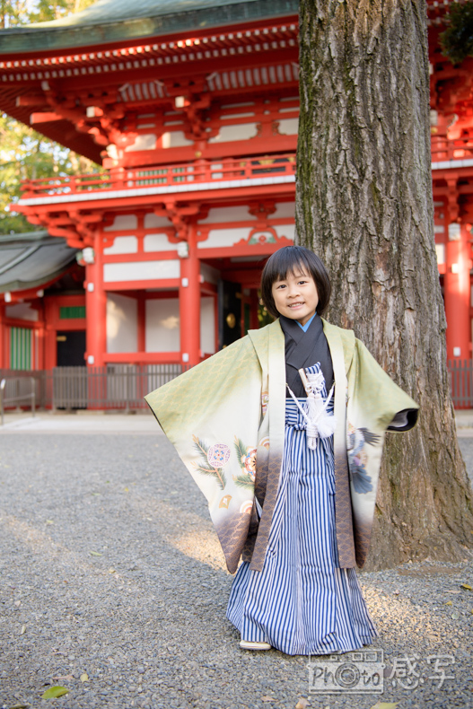 七五三　男の子　5歳　井草八幡宮　東京都　杉並区　出張撮影　家族写真