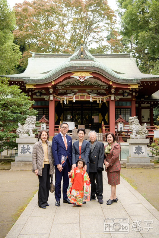 七五三　３歳　女の子　東京都　中野区　出張撮影　家族写真　中野氷川神社