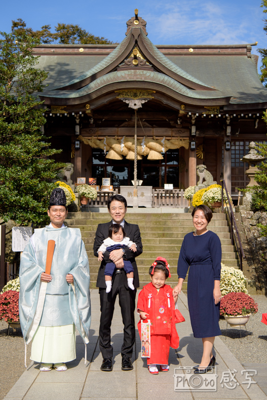 七五三　出張撮影　神奈川県　大磯　六所神社　家族写真　３歳　女の子
