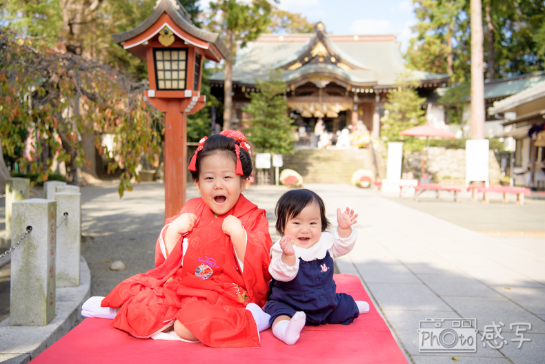 七五三　出張撮影　神奈川県　大磯　六所神社　家族写真　３歳　女の子