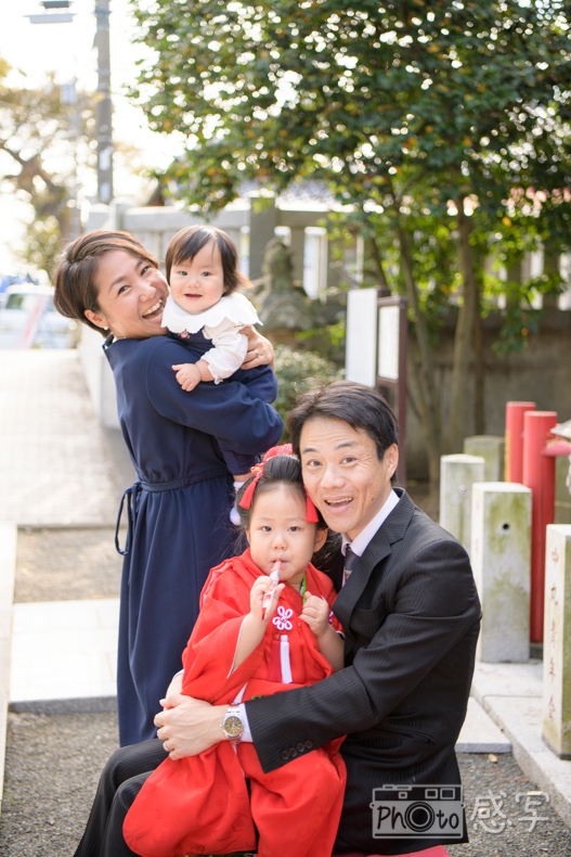 七五三　出張撮影　神奈川県　大磯　六所神社　家族写真　３歳　女の子