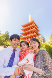 七五三　３歳　女の子　高幡不動尊　東京都　日野市　出張撮影　家族写真