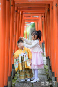七五三　５歳　男の子　姉弟写真