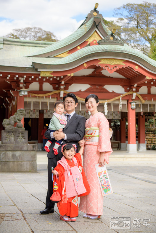 埼玉県　越谷市　久伊豆神社　七五三　出張撮影　家族写真