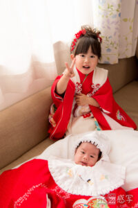 初お宮参りの写真　稲毛浅間神社　出張撮影　七五三