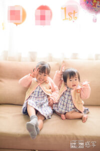 家族写真　ファミリーフォト　出張撮影　姉妹　１歳　バースデーフォト