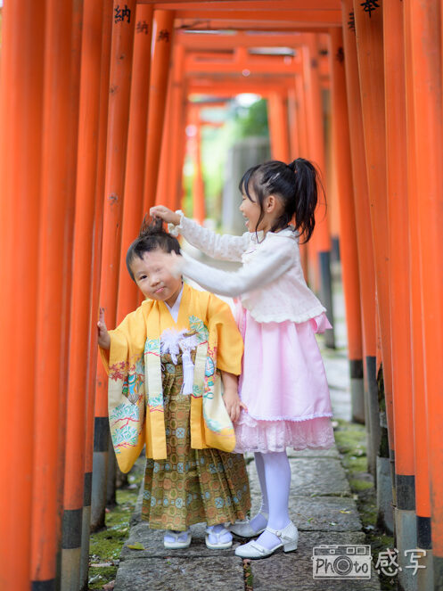 七五三　５歳　男の子　姉弟写真